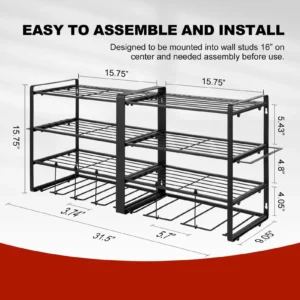 Power Tool Organizer Wall Mount 4 Layer Garage Storage Rack for Drill Screwdriver