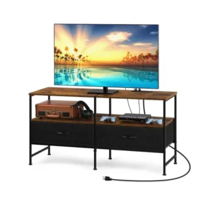 Entertainment Center with Storage Drawers, Rustic Brown TV Stand for 40 Inch TV
