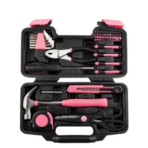 39-Piece All Purpose Household Pink Tool Kit for Girls, Ladies and Women