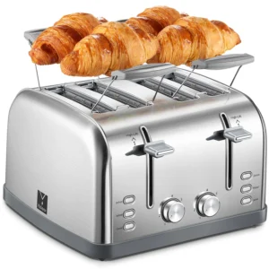 Toaster 4 Slice, Extra Wide Slots, Stainless Steel with High Lift Lever, Bagel and Muffin Function,